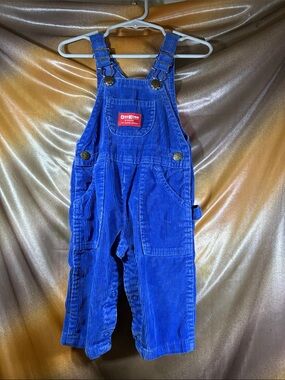 Vintage 12m OshKosh B'gosh Bright Blue Corduroy Overalls for Kids 411